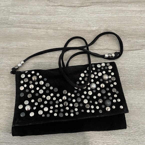 Sara Berman suede clutch Bag with 3 Compartments - Picture 3 of 11